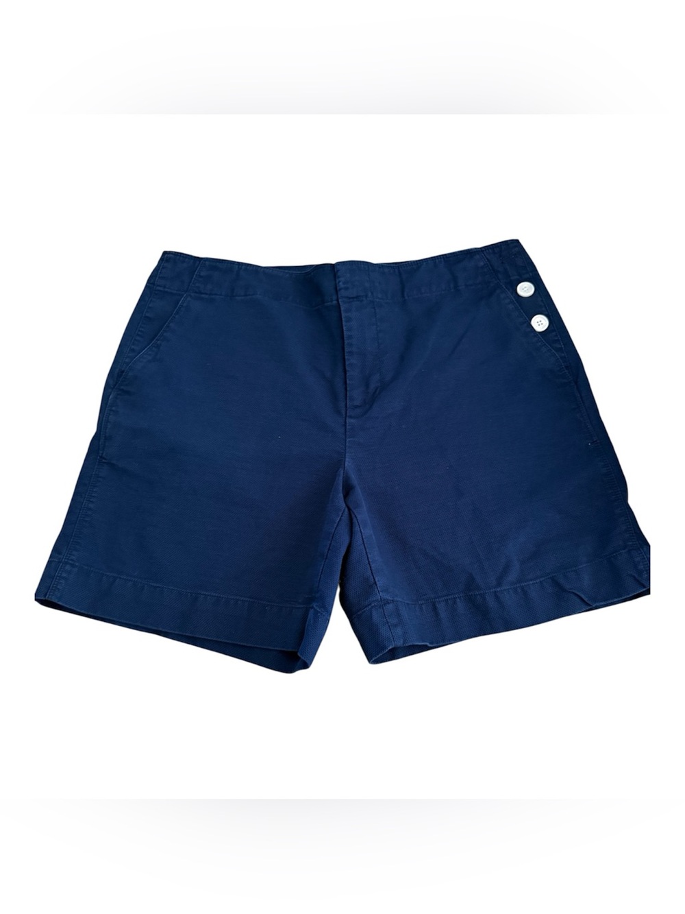 Lauren Ralph Lauren Navy Women's Bermuda Shorts with Side Buttons.  100% cotton.